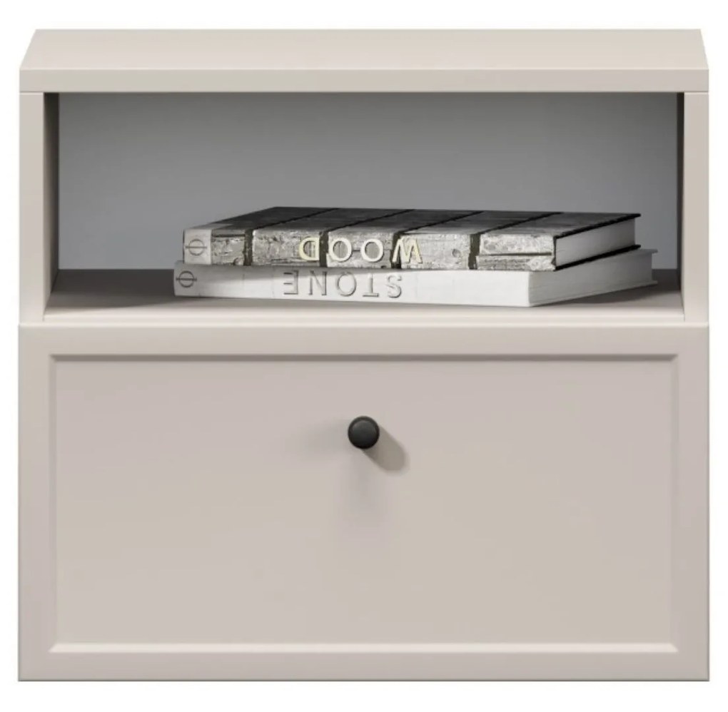 Závesný nočný stolík Lorini 45 cm - kašmírová / čierna úchytka G