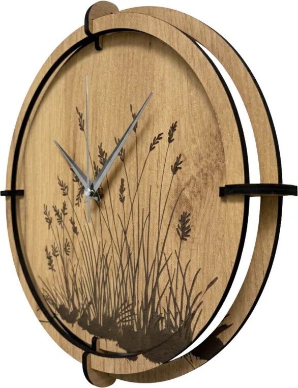 Drevené nástenné hodiny s prírodným motívom Dizajnová dekorácia | SENTOP HDF0587-GOLD-OAK