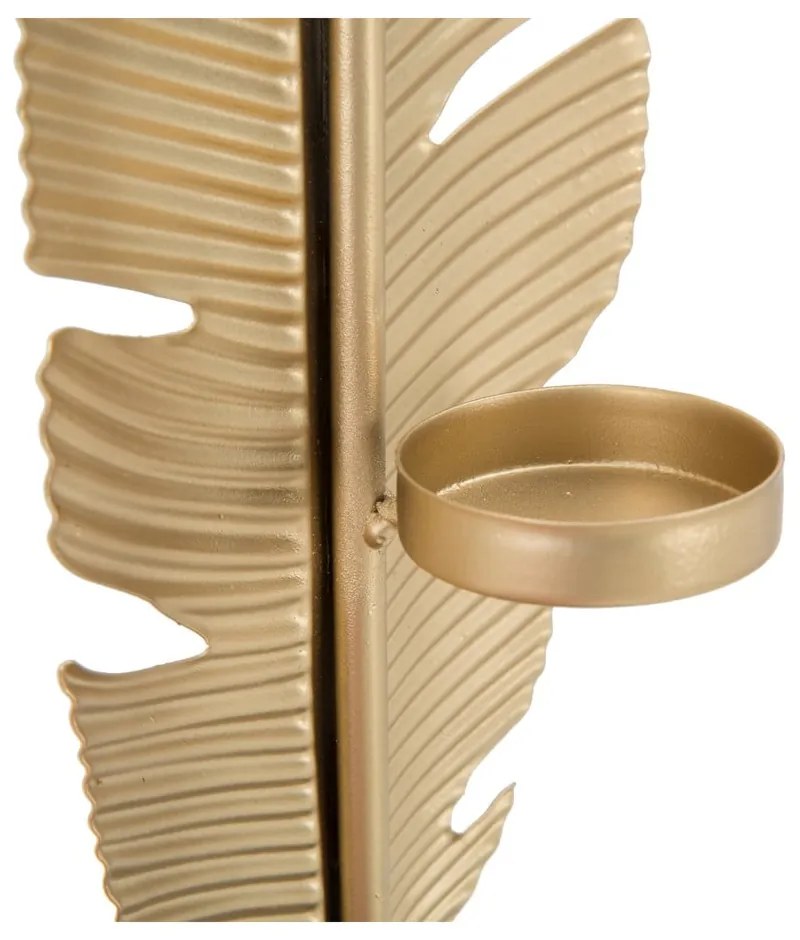 Dekoratívny svietnik v zlatej farbe Mauro Ferretti Feather, výška 34 cm