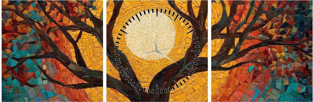 Obraz - Slnko v korune stromu života (s hodinami) (90x30 cm)