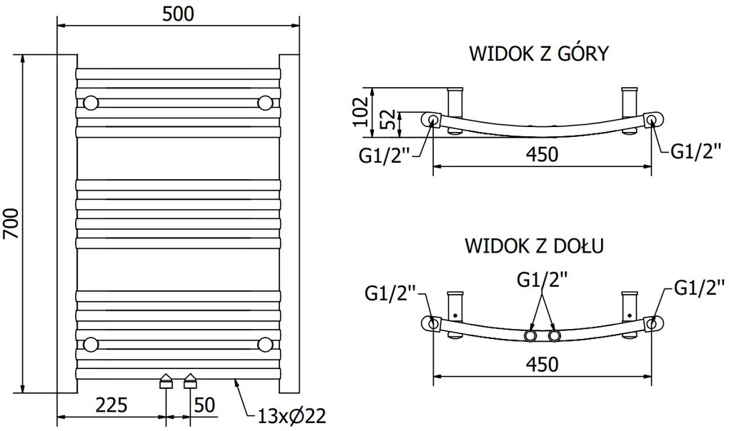 Mexen Ares, vykurovacie teleso 700x500 mm, 226 W, zlatá lesklá, W102-0700-500-00-50