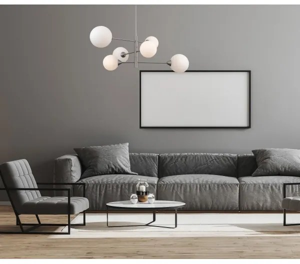 ITALUX PND-55342-6-SN - Luster na tyči EVORA 6xG9/5W/230V nikel