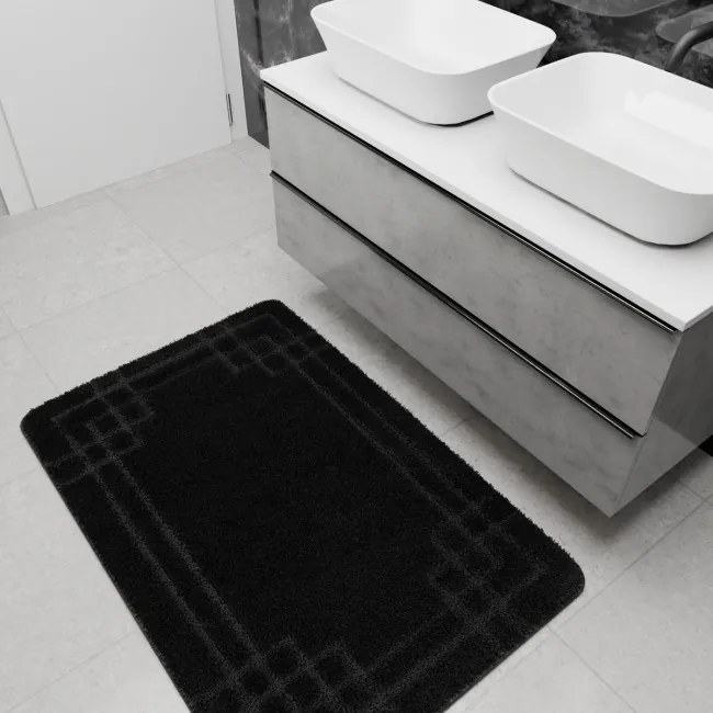 Kúpeľňový koberček Sego čierny, mozaika