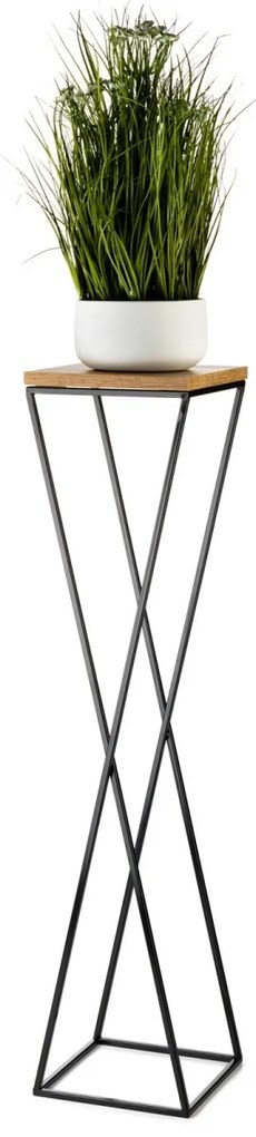 Kvetinový stojan LOFT II 100 cm čierny/dub lancelot