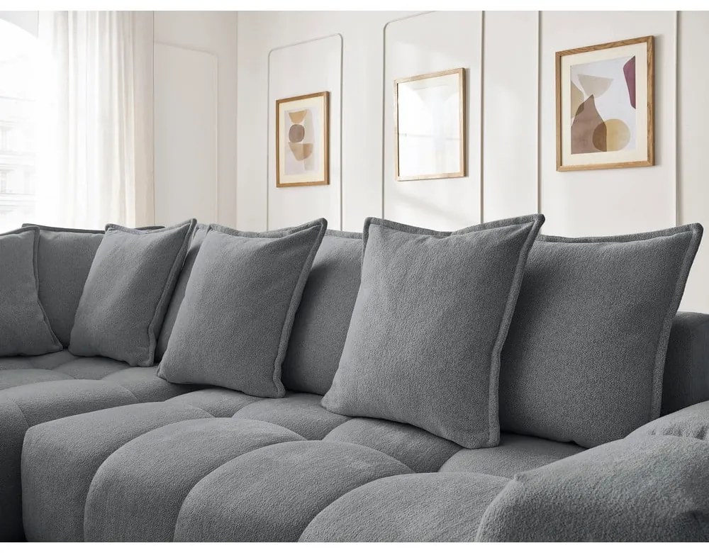 Tmavosivá ženilková rozkladacia/s úložným priestorom rohová pohovka (ľavý roh/do L) Everest – Bobochic Paris