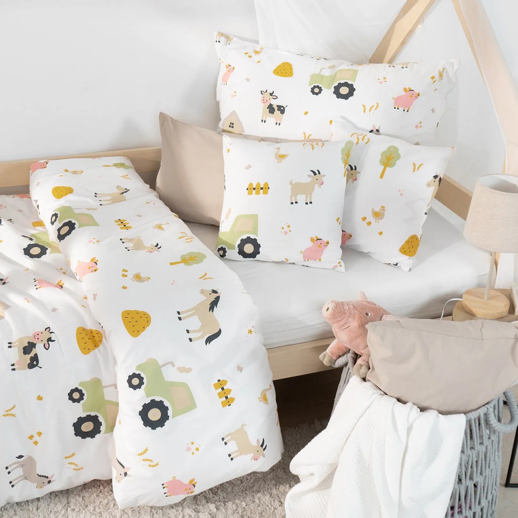 Goldea detské bavlnené obliečky - život na farme 140 x 200 a 70 x 90 cm