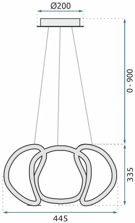 Toolight Toolight, LED závesné svietidlo + diaľkový ovládač 60W APP386-CP, zlatá, OSW-06902