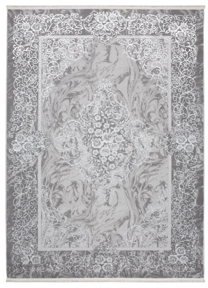 Moderný bielo-sivý dizajnový interiérový koberec so vzorom Šírka: 80 cm | Dĺžka: 150 cm