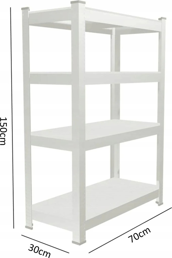 CH 4- policový kovový úložný regál Tosca I. 150 x 70 x 30 CM - čierna