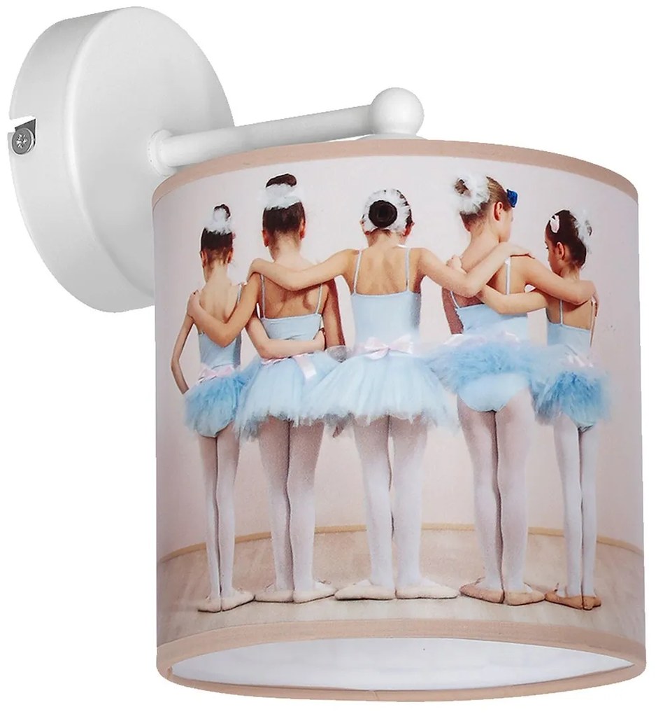 Detské nástenné svietidlo Ballerina, 1x plastové tienidlo so vzorom, w