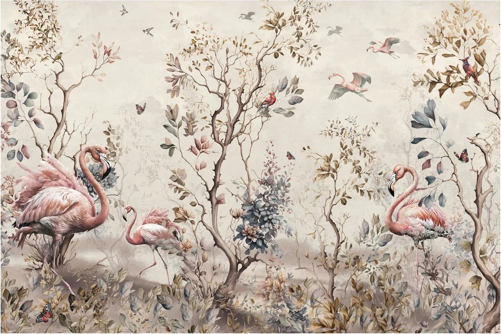 Obraz - Kresba plameniakov (90x60 cm)
