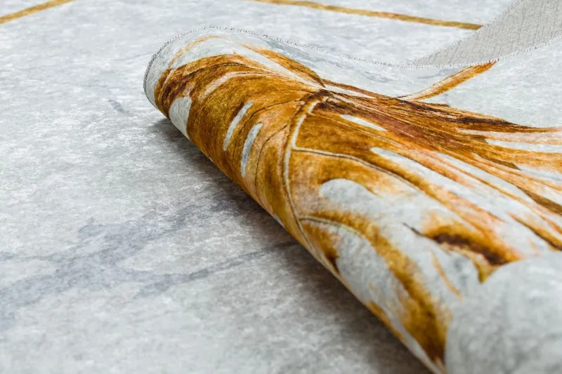 Kusový koberec Miro 51518.806 Leaves grey/gold, 80x150, žltá, chodba / predsieň, Dywany Łuszczów