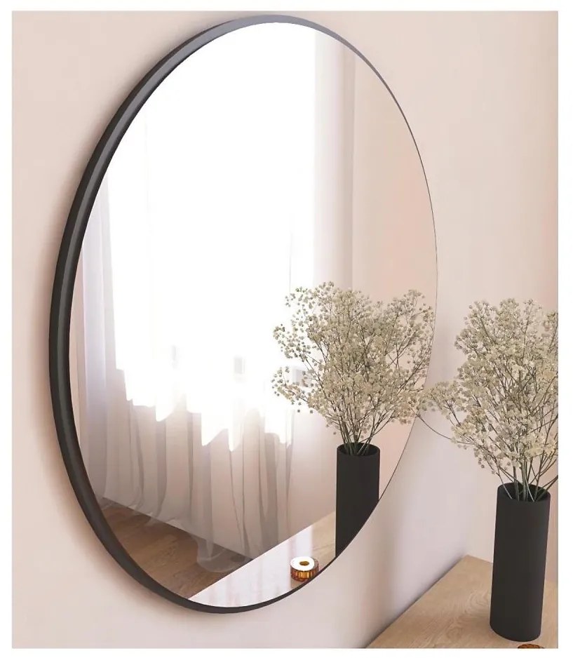 Nástenné zrkadlo OZZE pr. 60 cm čierna