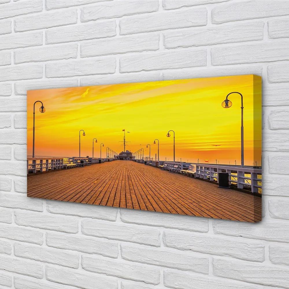 Obraz na plátne Gdańsk Pier sea sunset 125x50 cm