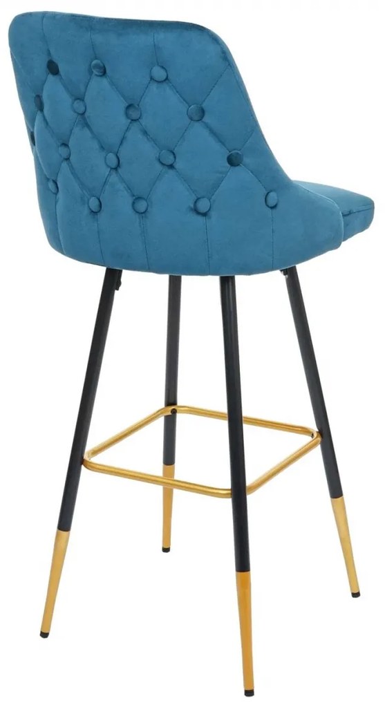Design-Shop Barová stolička v retro štýle E70 (SET 2 ks) - zamat, čierna / zlatá podnož - Petrol