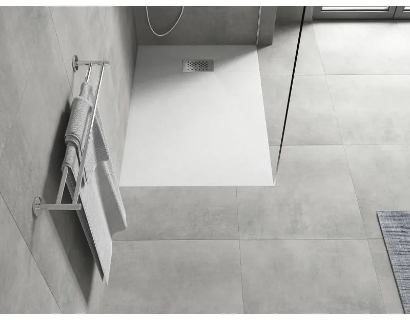 Mexen Hugo, obdĺžniková sprchová vanička SMC 120 x 70 cm, biela, oceľová krytka, 42107012-X