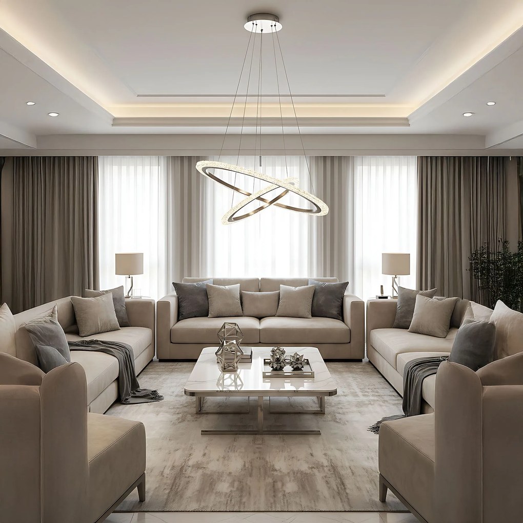 Toolight Toolight, LED závesné osvetlenie 60cm, 38W, 3500lm + diaľkové ovládanie, LHJ045-CP2, brúsená oceľ, OSW-50050