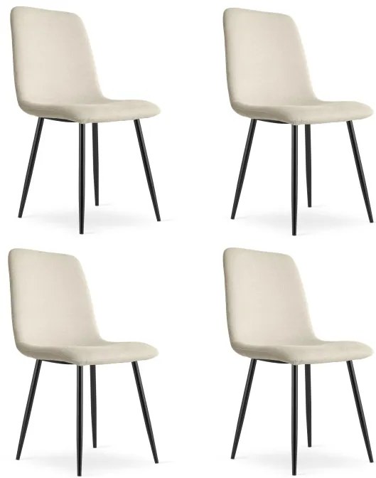 Set štyroch jedálenských stoličiek RIFT béžové / čierne nohy (4 ks)