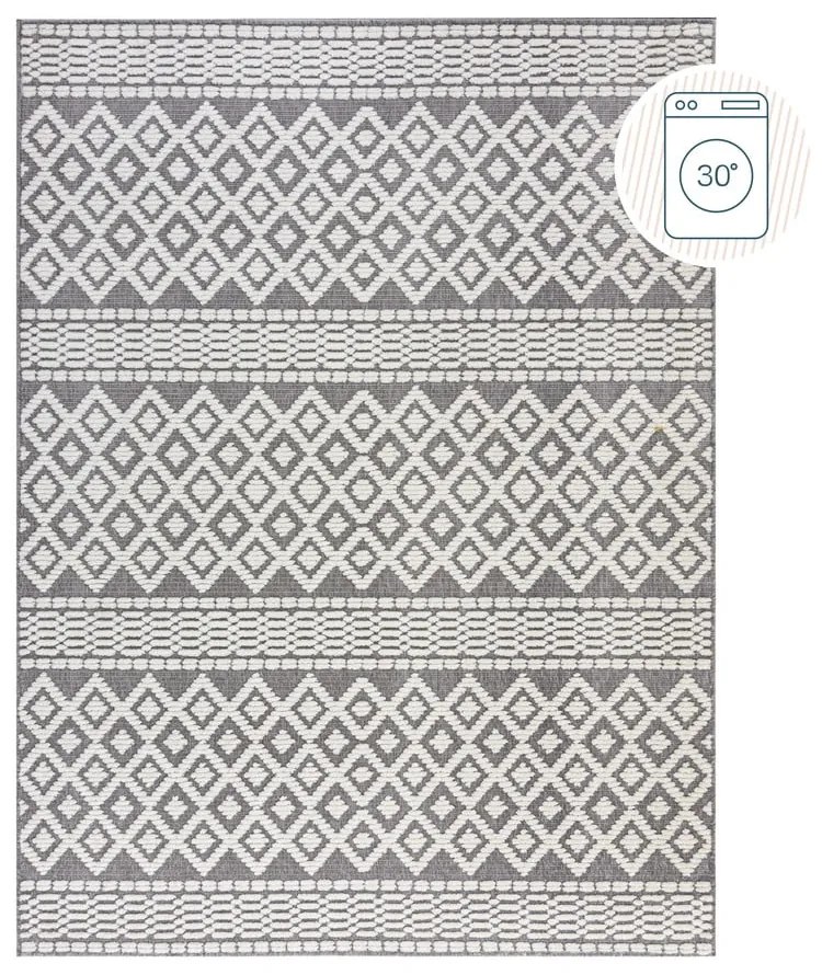 Sivý umývateľný koberec zo ženilky 80x160 cm Jhansi – Flair Rugs