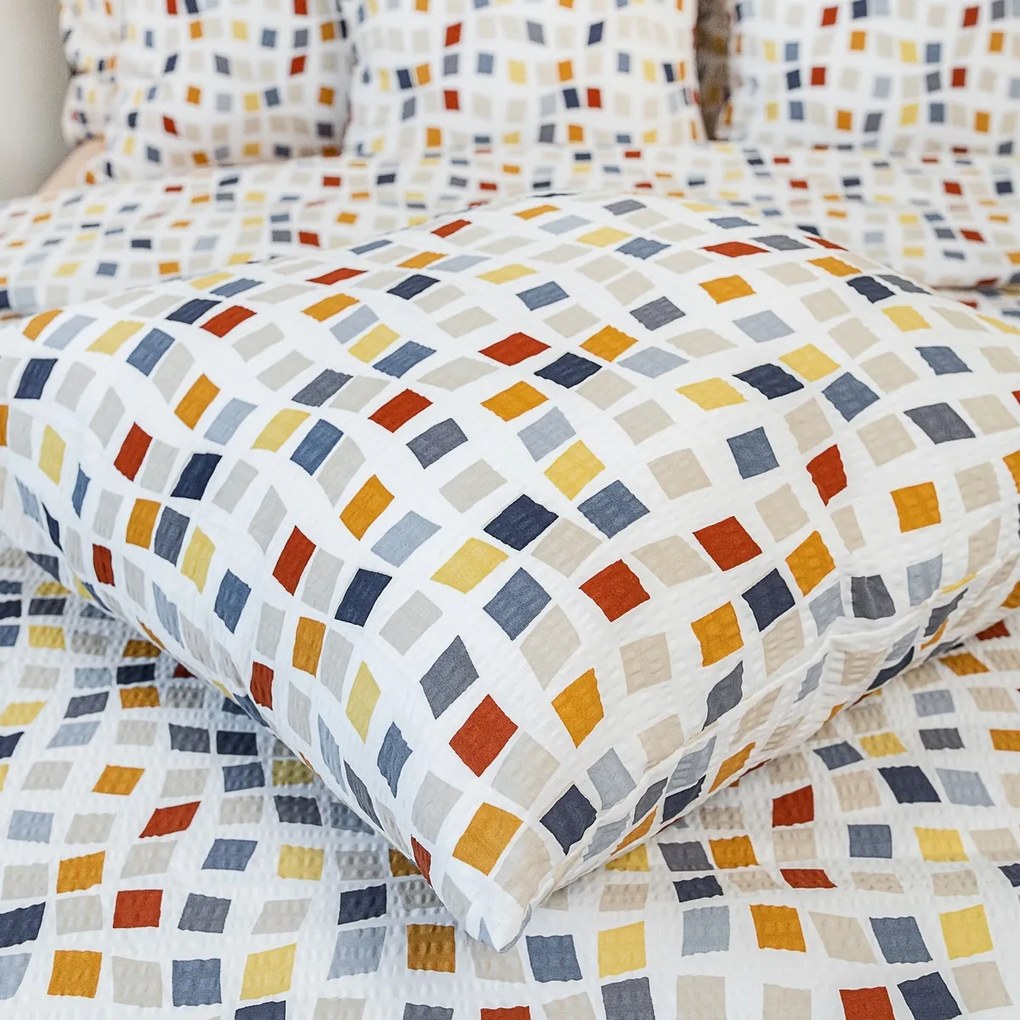 Kvalitex Krepové povlečení Mozaika, 220 x 200 cm,2x 70 x 90 cm, 220 x 200 cm, 2 ks 70 x 90 cm
