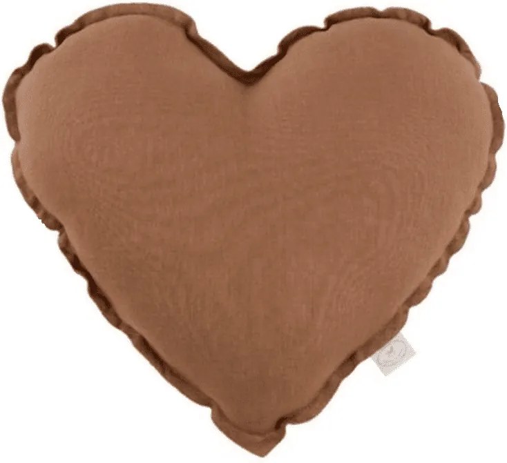 Mini ľanový vankúš srdca čokoláda 28 cm