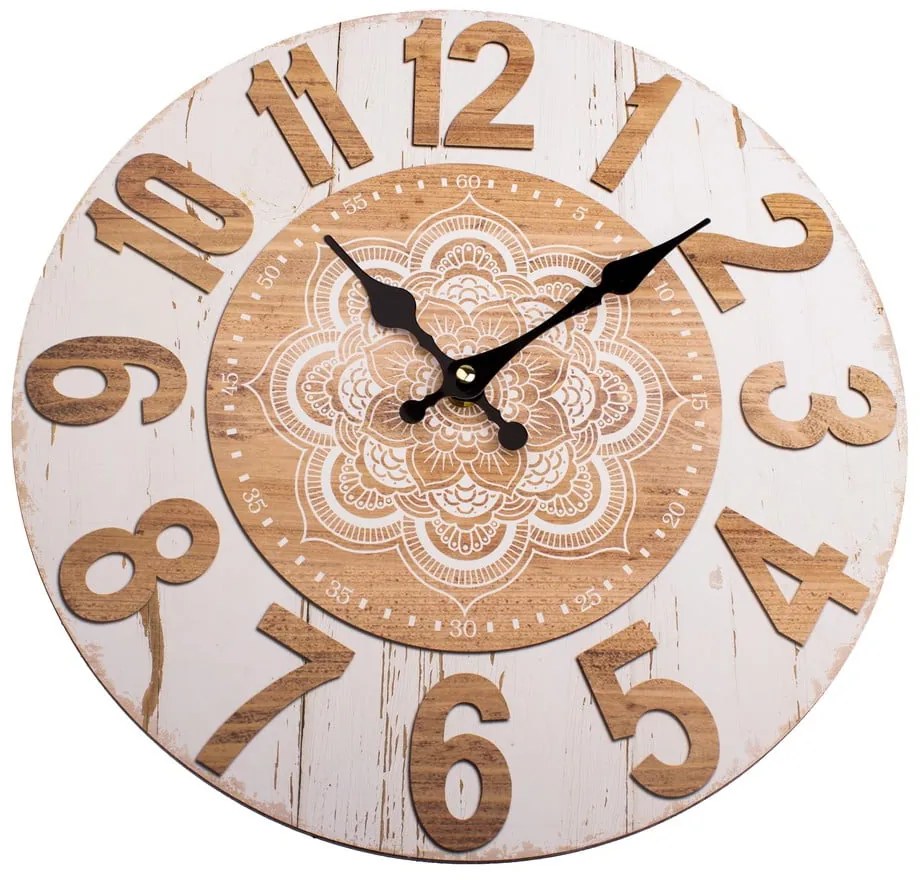 Drevené nástenné hodiny Dakls Mandala, ø 34 cm