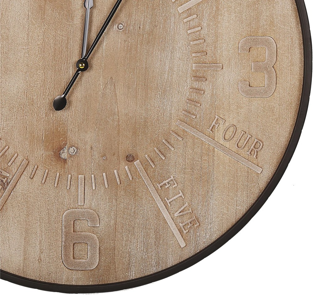 Nástenné hodiny ø 60 cm svetlé drevo DOLE Beliani