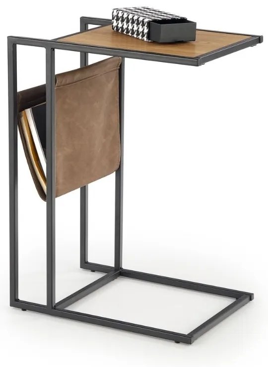 Odkladací stolík Compact, dub zlatý / čierna