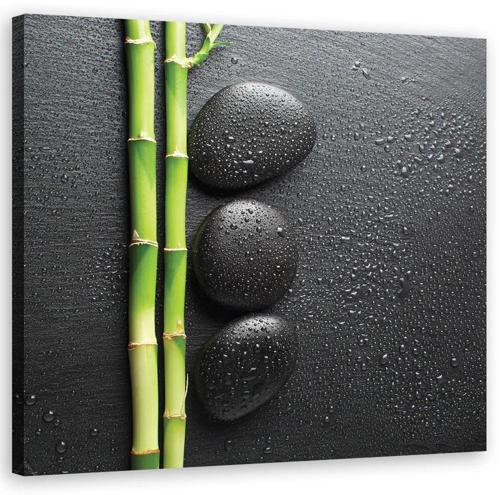 Obraz na plátně, Bambusové a Zen kameny - 50x50 cm