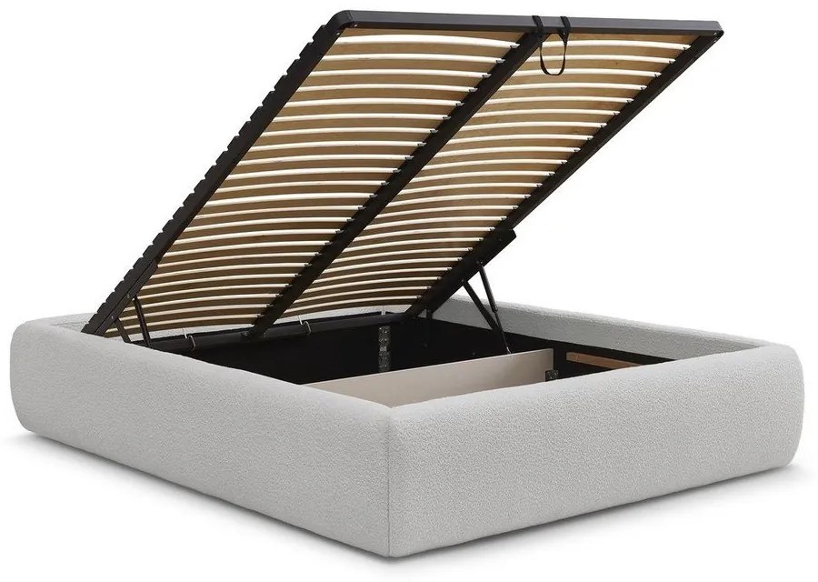 Svetlosivá čalúnená dvojlôžková posteľ s úložným priestorom/bez čela s roštom 160x200 cm Inera – Bobochic Paris