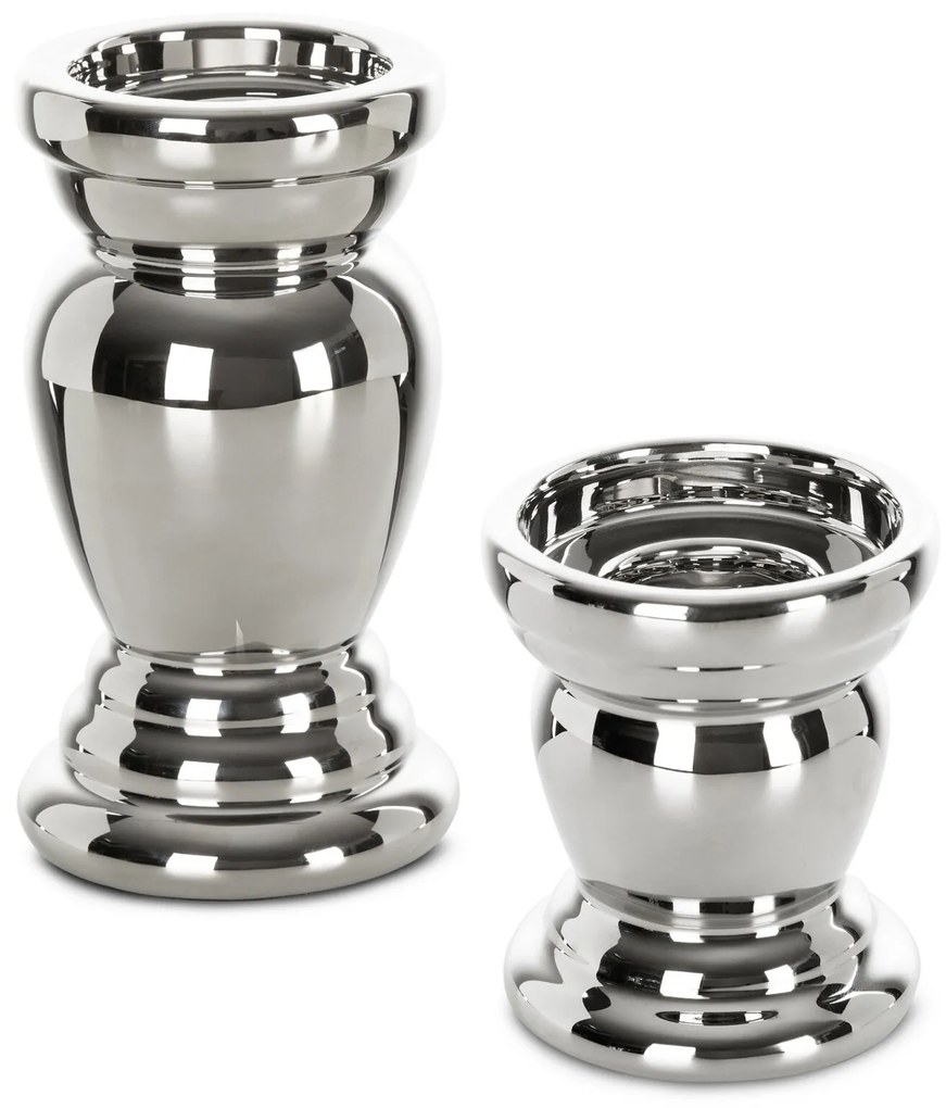 KERAMICKÝ SVIETNIK TONGA 10X10X11 CM STRIEBORNÁ