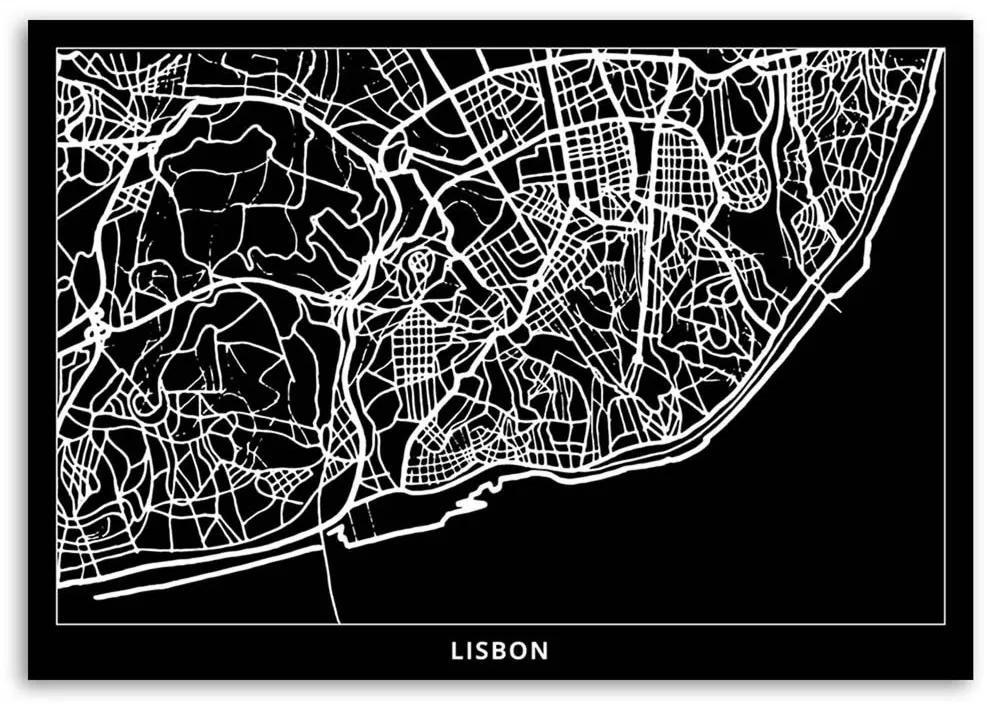 Obraz na plátně Mapa města Lisabon - 120x80 cm