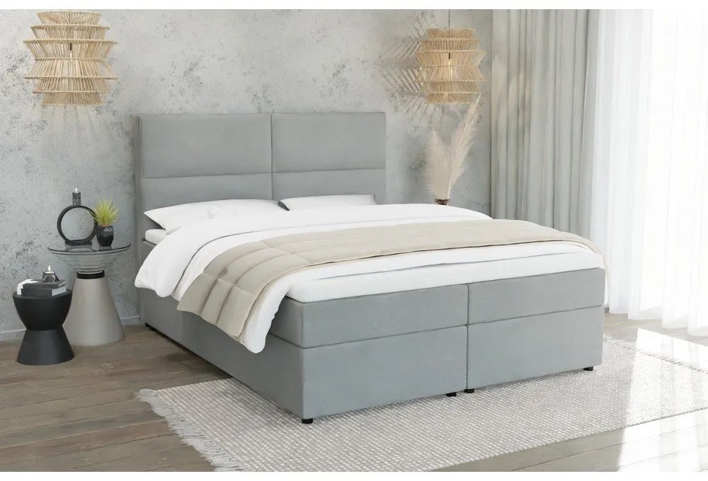 Svetlosivá boxspring posteľ s úložným priestorom 160x200 cm Rico – Ropez