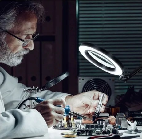 Extol - LED Stmievateľná stolná lampa s lupou LED/8W/5V 2900/4500/7500K čierna