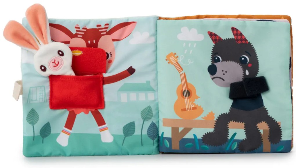 Lilliputiens - textilná knižka s aktivitami - dráčik Joe a jeho maznáčik