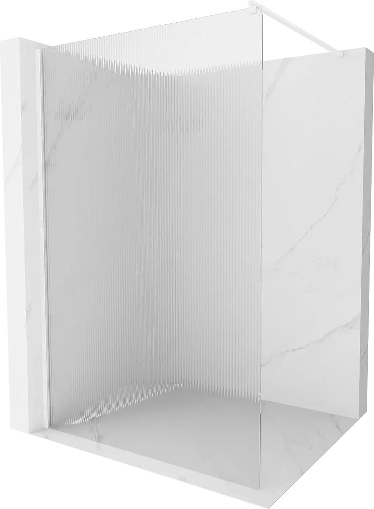 Mexen Kioto, sprchová zástena 130 x 200 cm, 8mm sklo s rebrovým vzorom, biely profil, 800-130-101-20-09