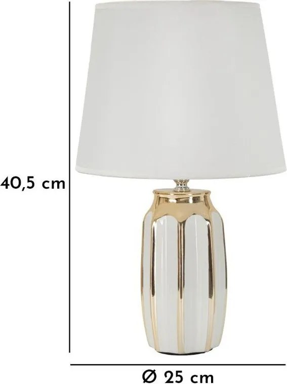Biela/v zlatej farbe keramická stolová lampa s textilným tienidlom (výška 40,5 cm) Cassy – Mauro Ferretti