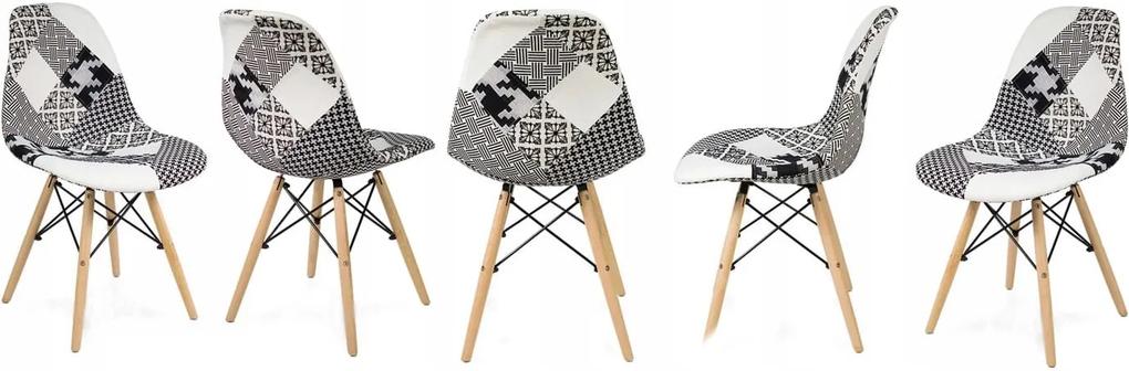 Jedálenské stoličky PATCHWORK sivé 4 ks - škandinávsky štýl