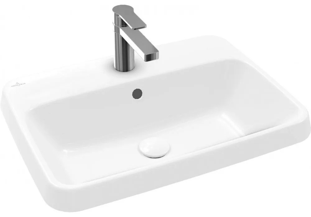 VILLEROY & BOCH Architectura obdĺžnikové zápustné umývadlo s otvorom, s prepadom, 600 x 450 mm, biela alpská, s povrchom CeramicPlus, 5A6760R1