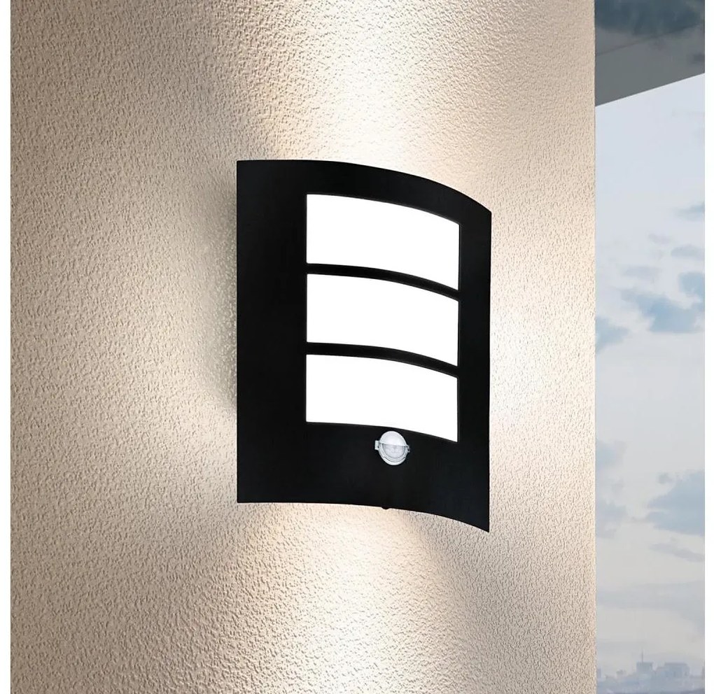 Eglo 99568 - Vonkajšie nástenné svietidlo so senzorom CITY 1xE27/40W/230V IP44