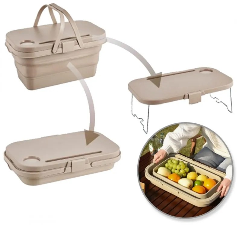 Skladací piknikový kôš 3v1 sivá