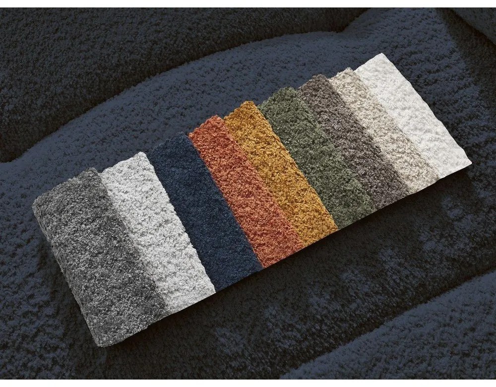 Modrá rozkladacia/s úložným priestorom rohová pohovka z textílie buklé (ľavý roh/s leňoškou) Roxelane – Bobochic Paris