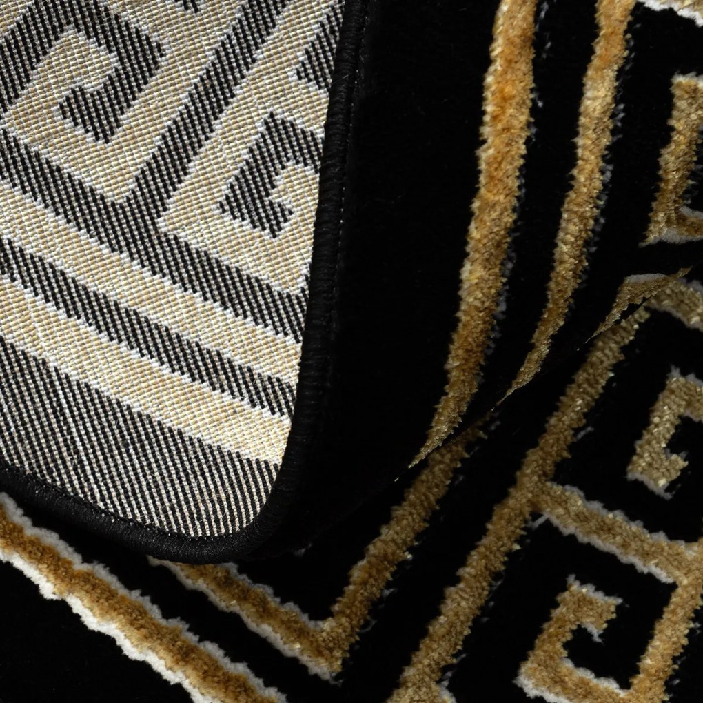Dywany Łuszczów, Kusový koberec Allure 1968 black/gold kruh, 200x200 (priemer) kruh, čierna, kancelária