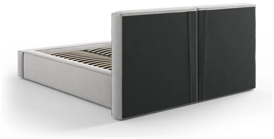 Svetlosivá čalúnená dvojlôžková posteľ s úložným priestorom a roštom 140x200 cm Arendal – Cosmopolitan Design