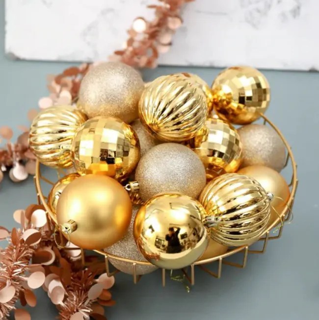 Vianočné gule SYSD1688-026 ružové (34 ks)