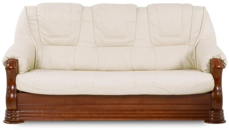 Kožená rozkladacia pohovka Baron 3R, biela / wenge (k1 / 8)