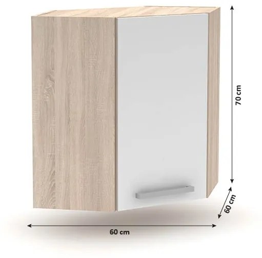 Horná rohová kuchynská skrinka Nova Plus NOPL-013-OH - dub sonoma / biela