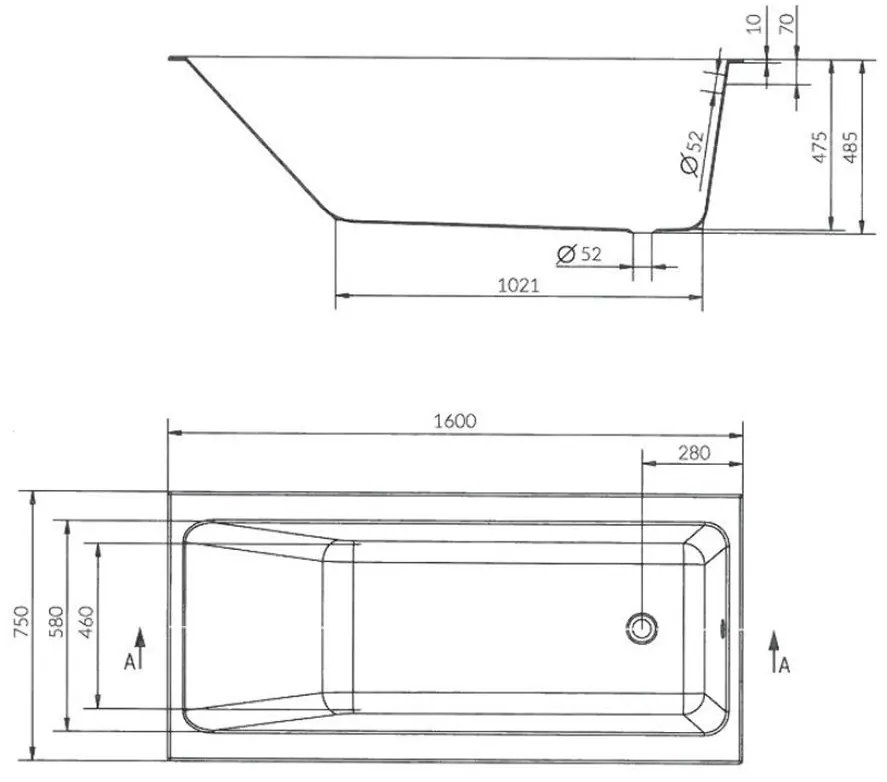 Cersanit Crea Slim akrylátová vaňa 160x75cm + nožičky, S301-225