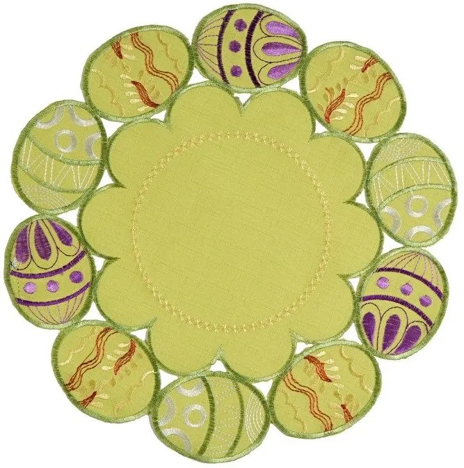Škodák Veľkonočný obrus vyšívaný vzor 014 maľované vajíčka - okrúhly Ø 30 cm