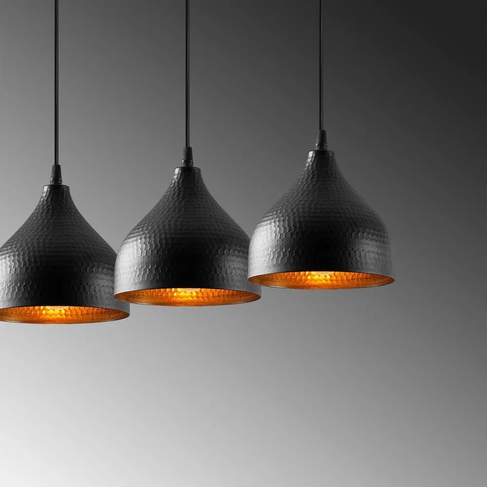 Čierne závesné svietidlo s kovovým tienidlom Tattoo – Opviq lights